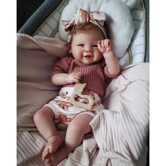 🆕19 Inches Female Cloth Body Hand Rooted Hair Lifelike Newborn Reborn Baby Doll - Picture 1 of 6